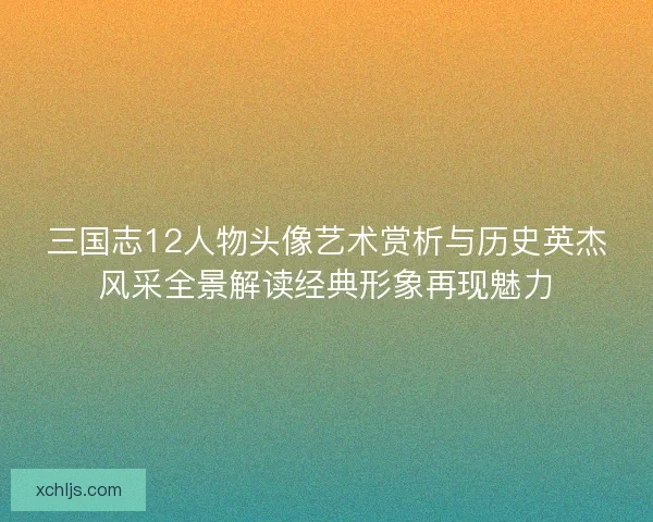 三国志12人物头像艺术赏析与历史英杰风采全景解读经典形象再现魅力 三国志12人物头像艺术赏析与历史英杰风采全景解读经典形象再现魅力